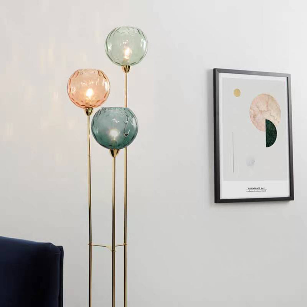 Valentina Modern Blase LED Stehleuchte Rosa-Grau / Orange-Blau Wohn/Schlaf/Arbeitszimmer Metall Glas 3-flammig, 2 Farben, Höhe 153CM