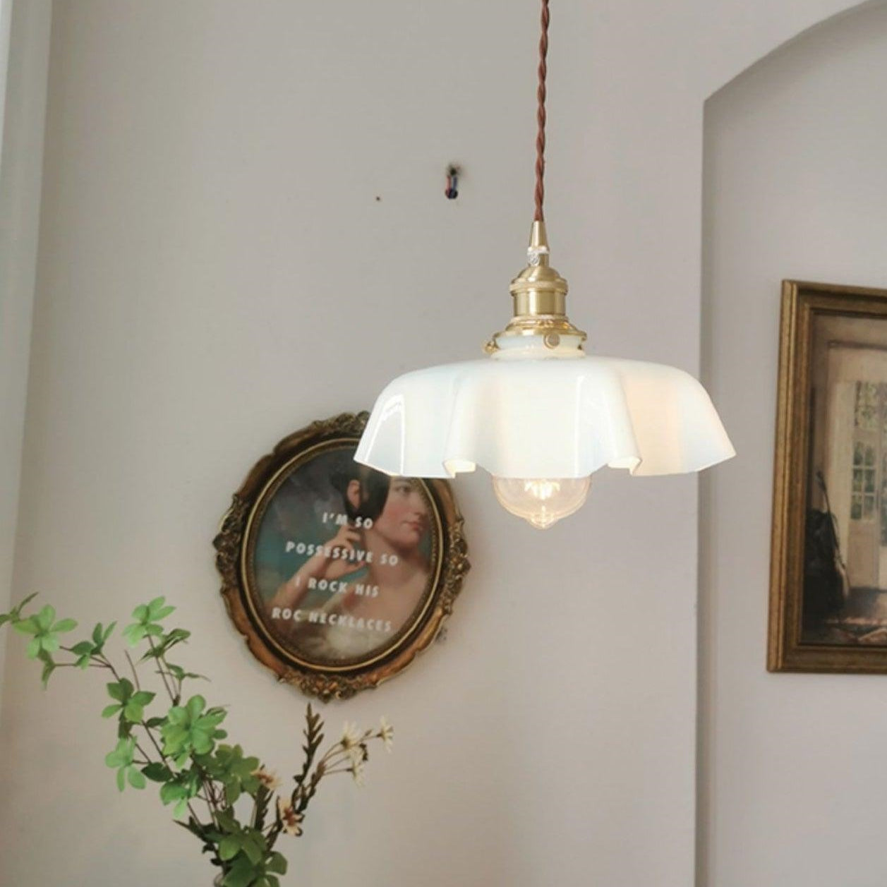 Valentina Vintage LED Pendelleuchte Glas/Holz/Metall Schlaf/Esszimmer