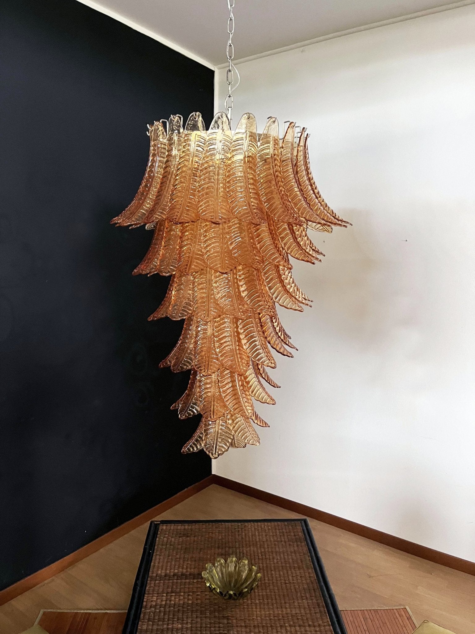 Aurora Chandelier Amber Glass Leaf Layered Statement Artistic - Neutralighting