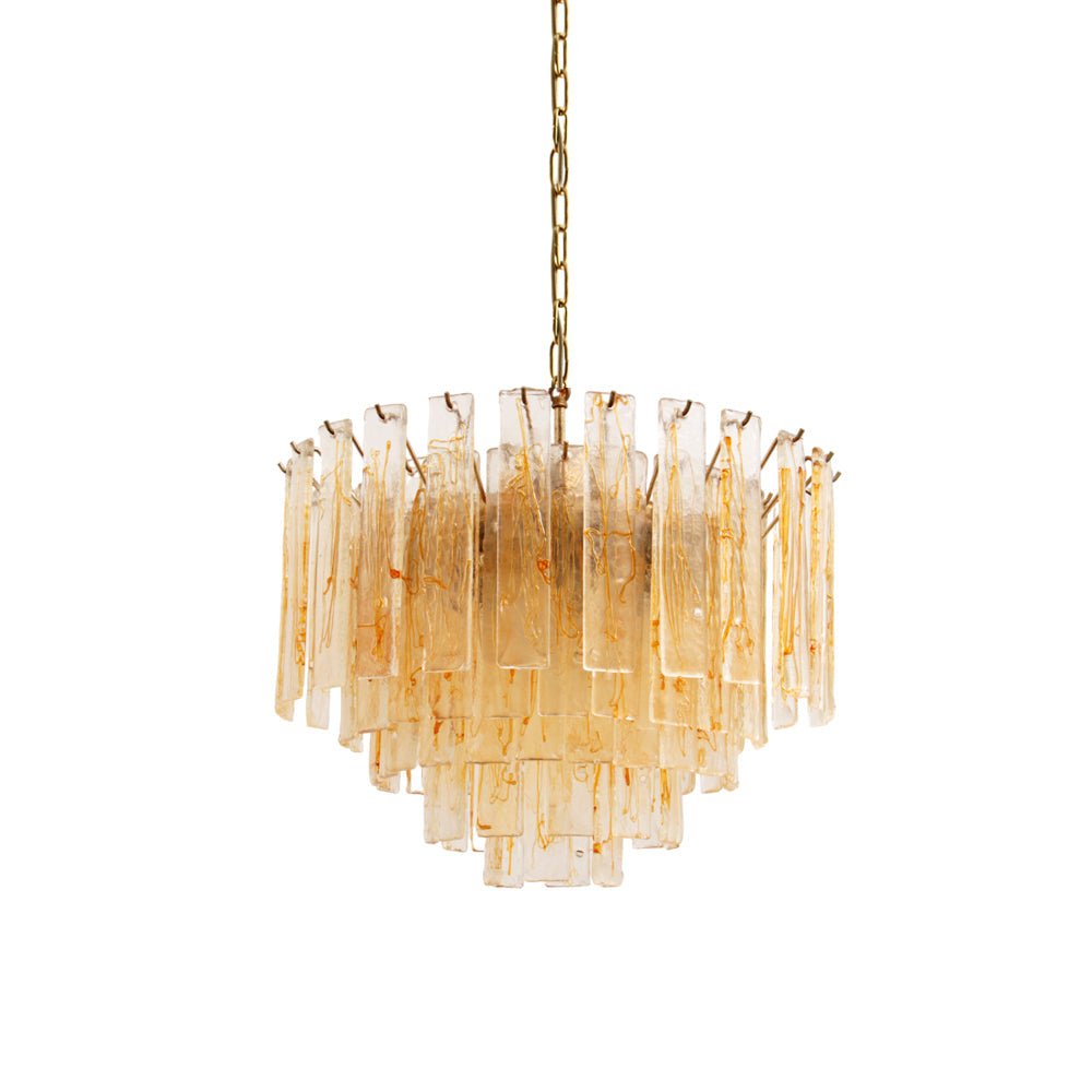 Aurora Chandelier Golden Amber Glass Layered Geometric Luxury - Neutralighting