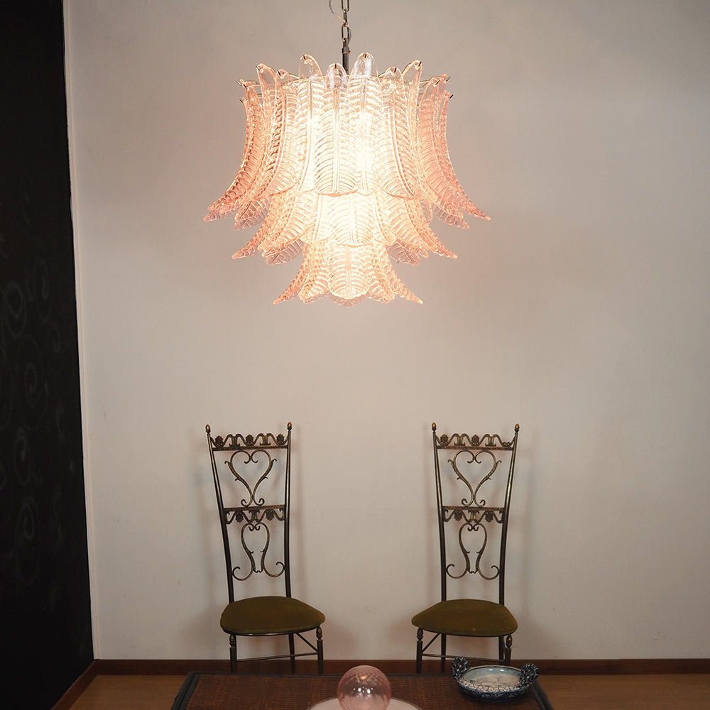 Aurora Chandelier Pink Leaf Glass Layered Graceful Luxury - Neutralighting