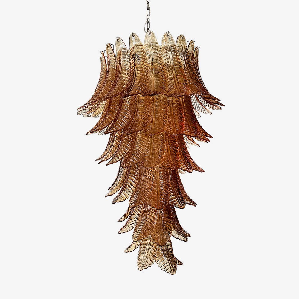 Aurora Chandelier Amber Glass Leaf Layered Statement Artistic - Neutralighting