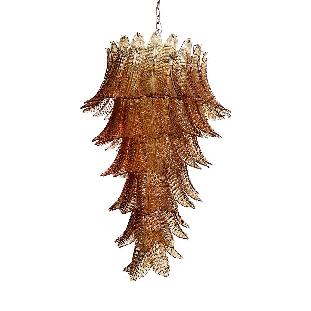 Aurora Chandelier Amber Glass Leaf Layered Statement Artistic - Neutralighting