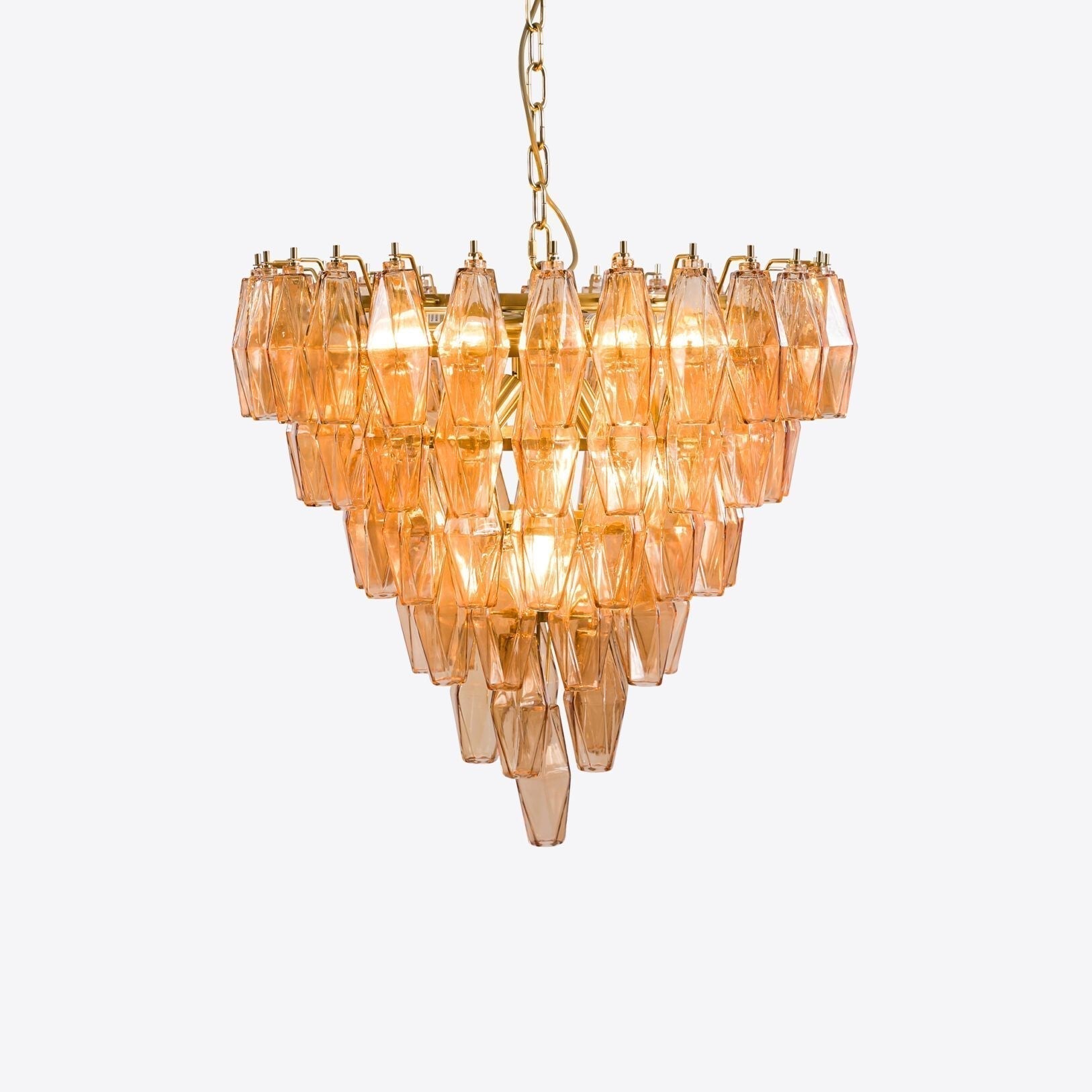 Aurora Chandelier Pink Faceted Glass Layered Vintage - Neutralighting