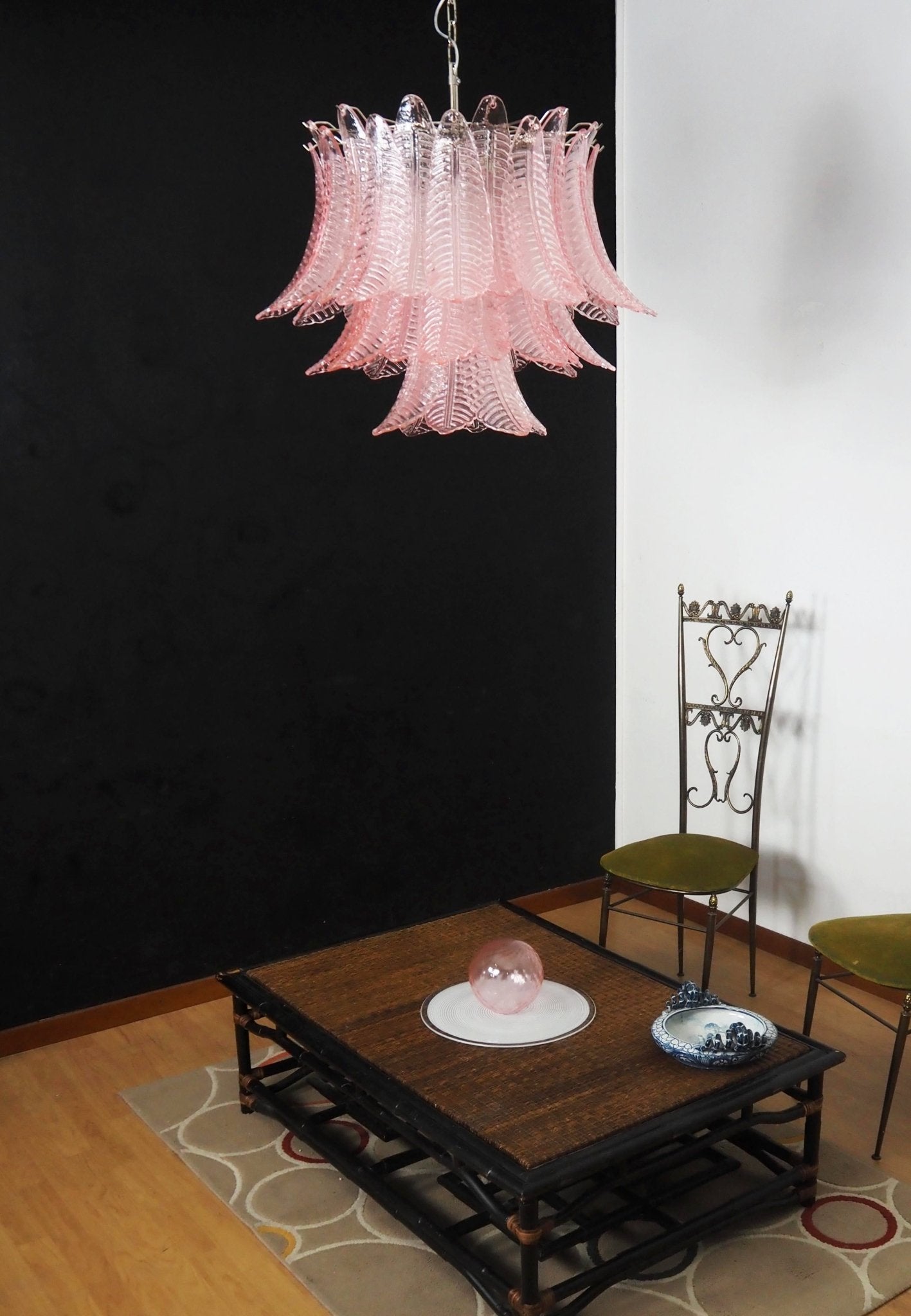 Aurora Chandelier Pink Leaf Glass Layered Graceful Luxury - Neutralighting