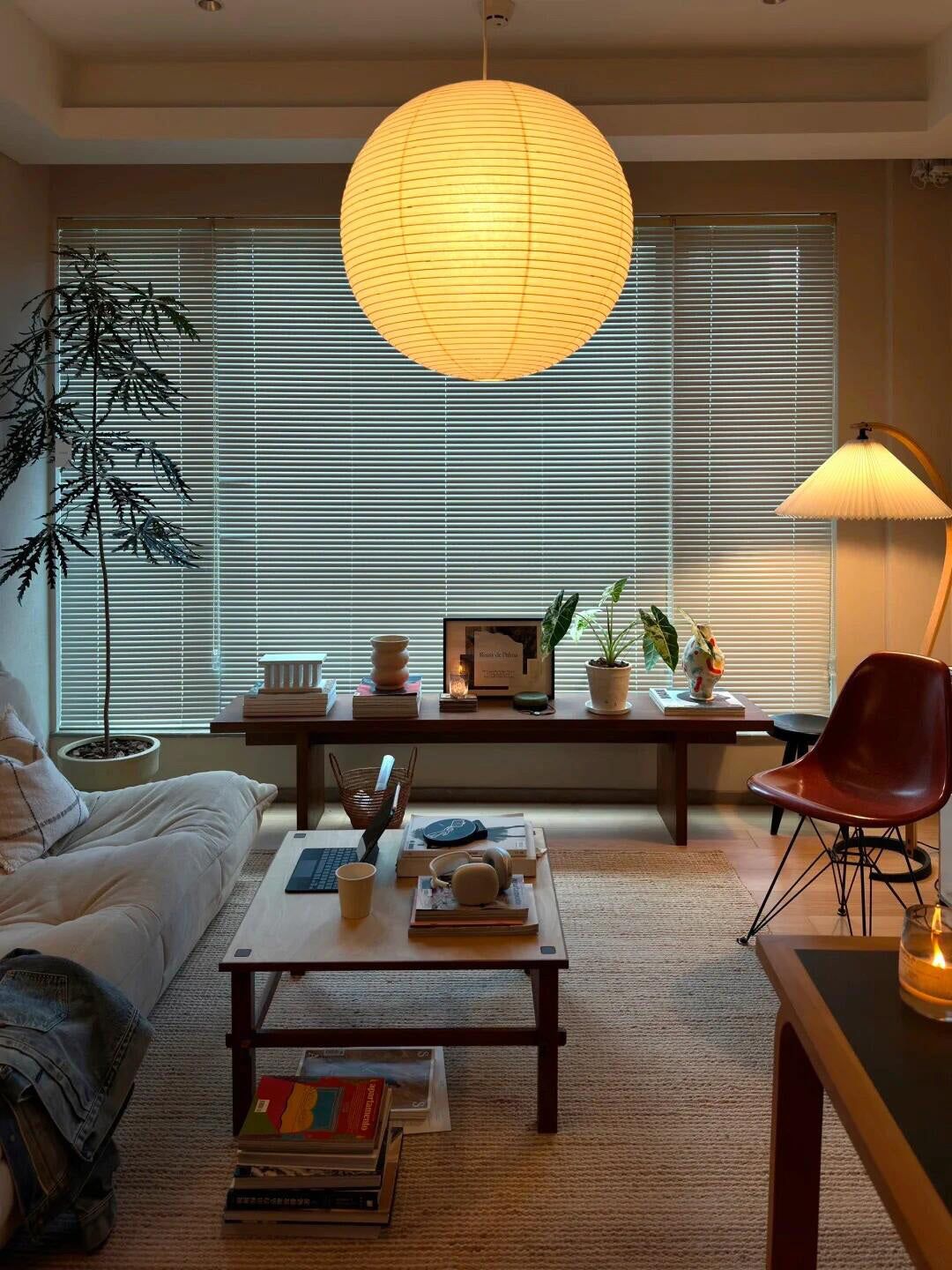 Solara Pendelleuchte Bambus Washi Papier Rund-Letslighting