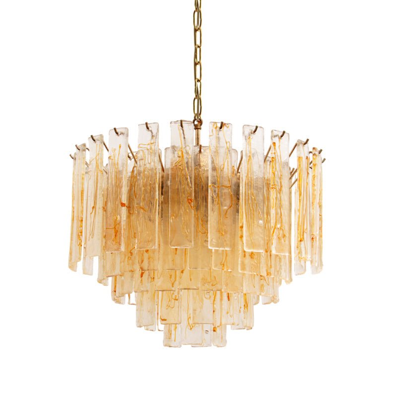 Aurora Chandelier Golden Amber Glass Layered Geometric Luxury - Neutralighting