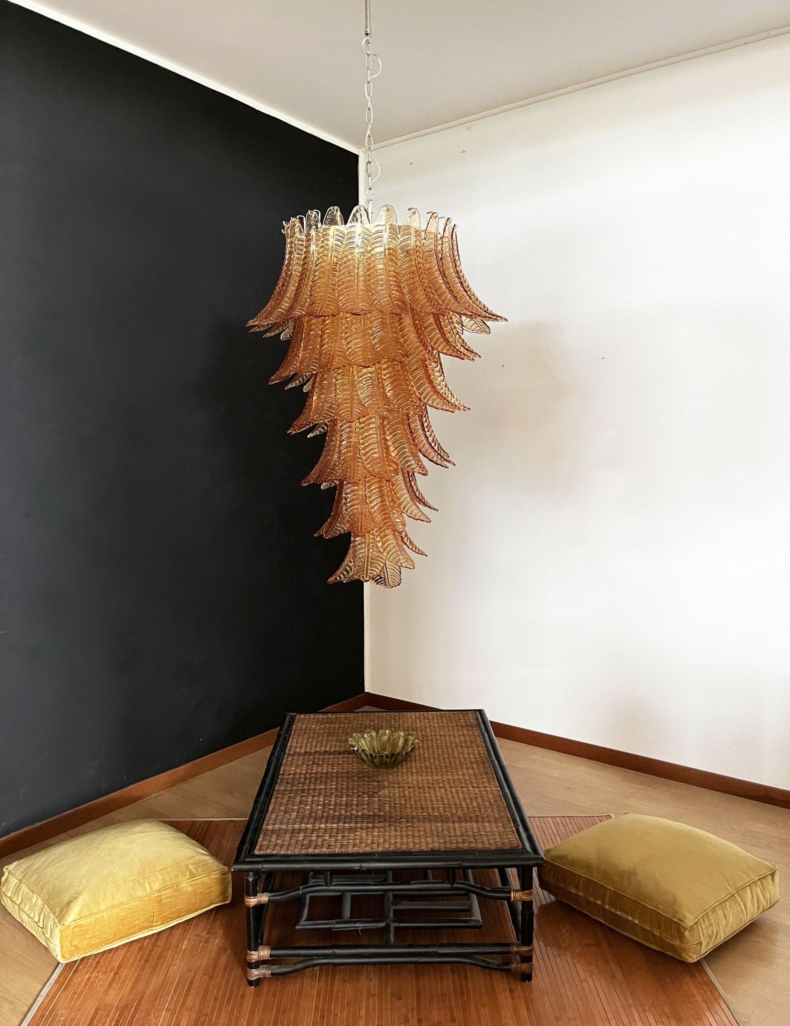Aurora Chandelier Amber Glass Leaf Layered Statement Artistic - Neutralighting