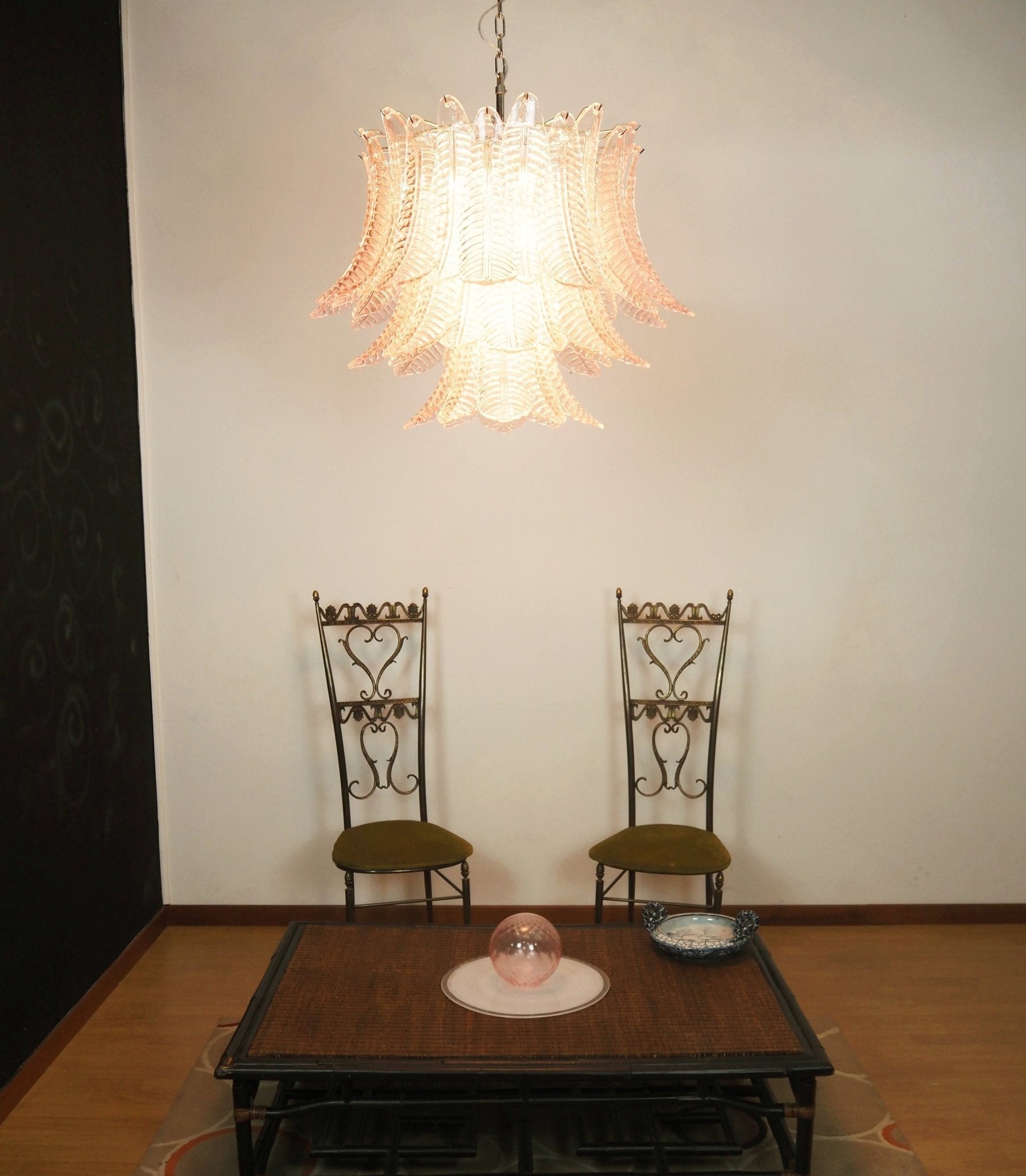 Aurora Chandelier Pink Leaf Glass Layered Graceful Luxury - Neutralighting