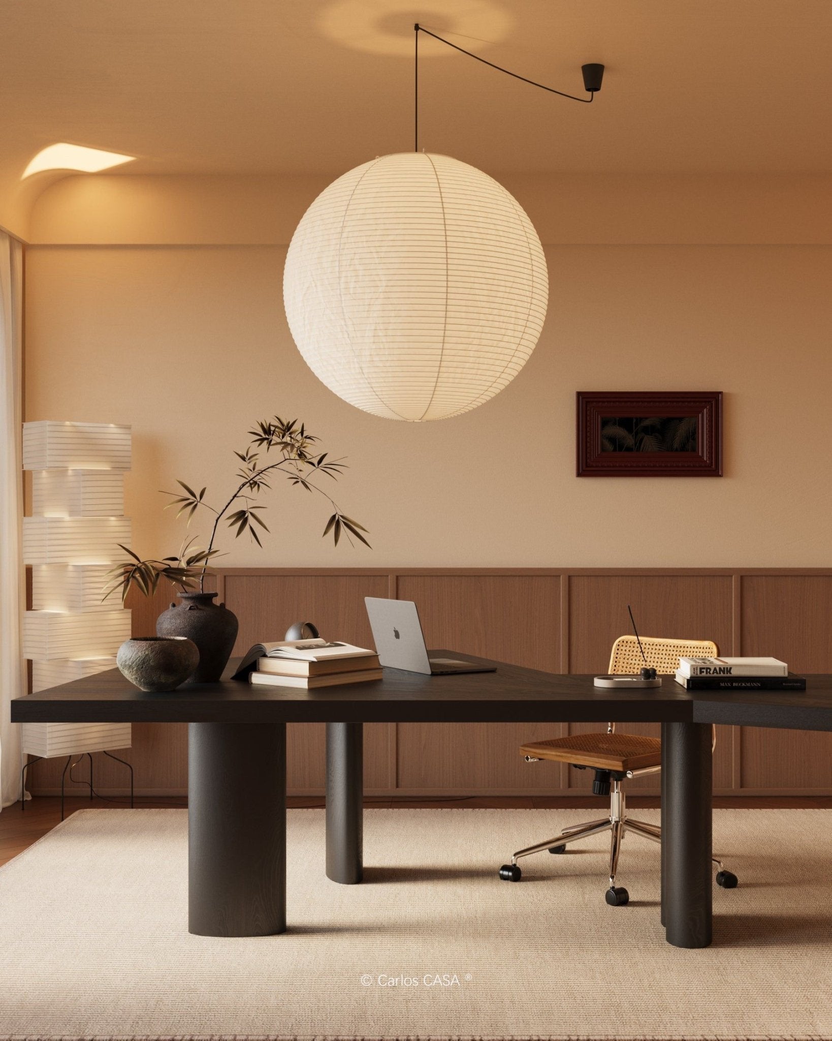 Solara Pendelleuchte Bambus Washi Papier Rund-Letslighting