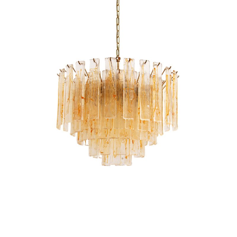 Aurora Chandelier Golden Amber Glass Layered Geometric Luxury - Neutralighting