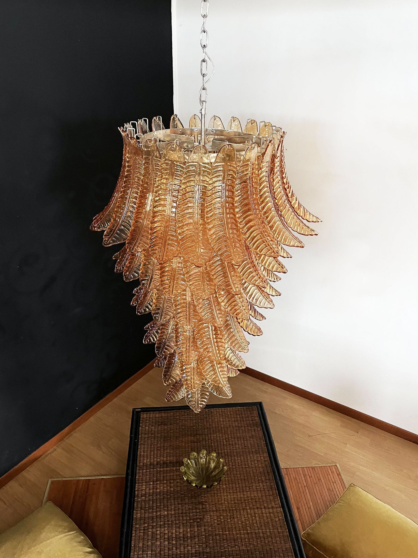 Aurora Chandelier Amber Glass Leaf Layered Statement Artistic - Neutralighting