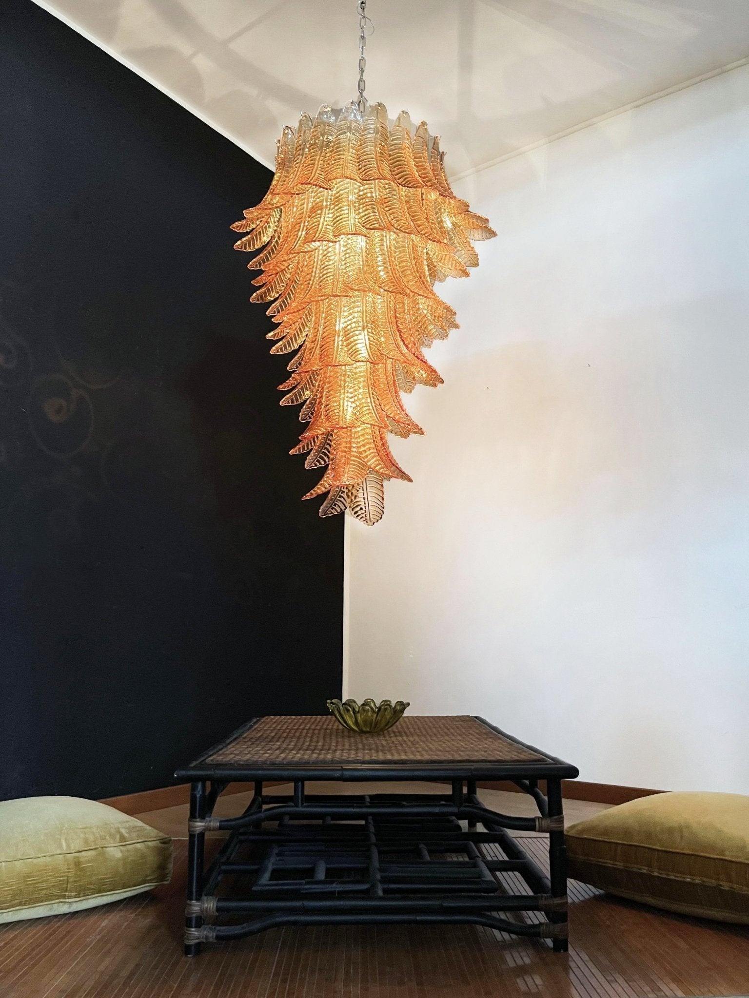 Aurora Chandelier Amber Glass Leaf Layered Statement Artistic - Neutralighting
