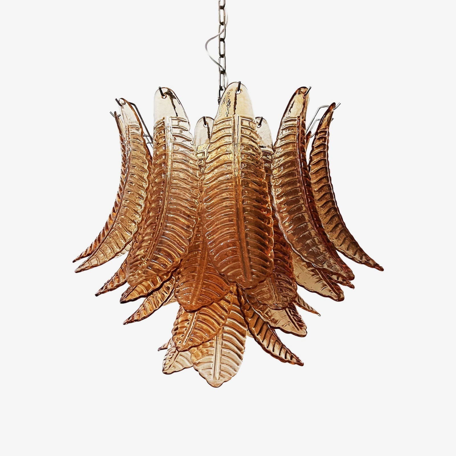 Aurora Chandelier Amber Leaf Glass Layered Venetian Elegance - Neutralighting