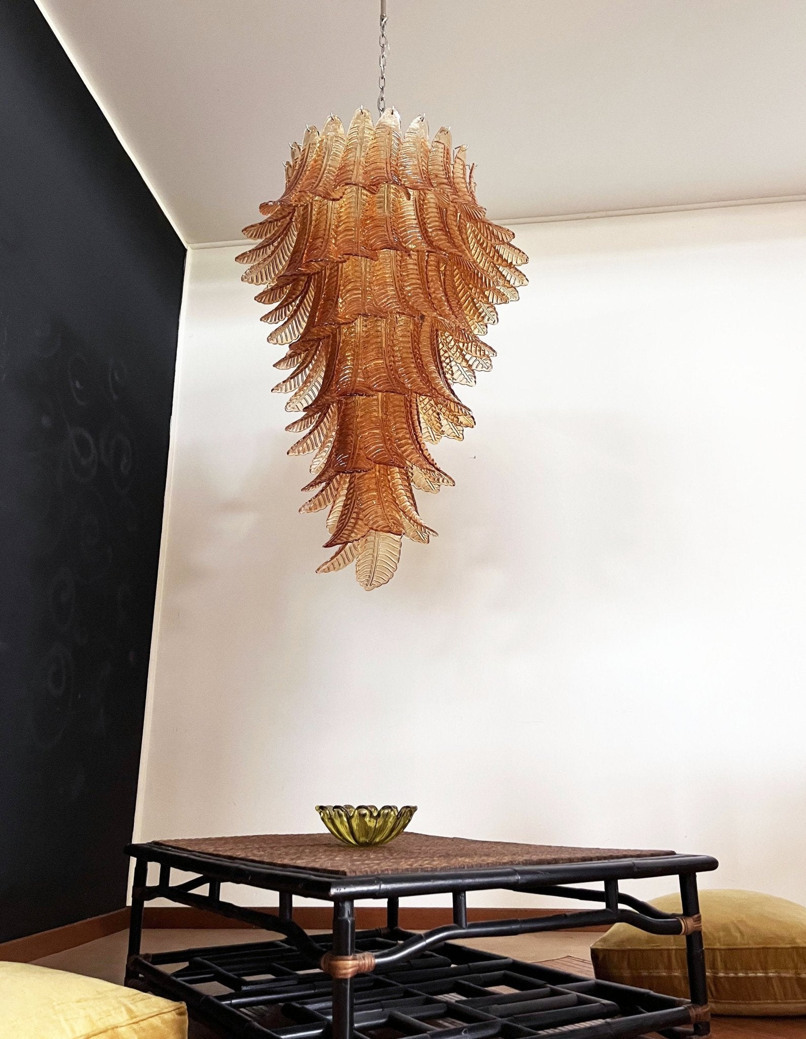 Aurora Chandelier Amber Glass Leaf Layered Statement Artistic - Neutralighting