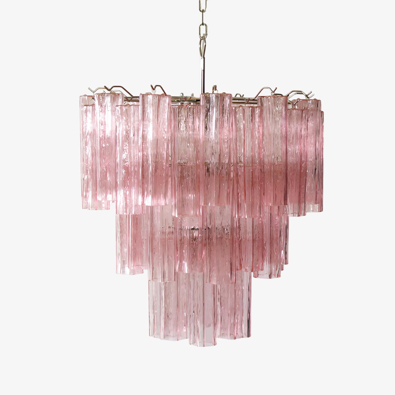Aurora Chandelier Pink Glass Tubes Layered Modern - Neutralighting