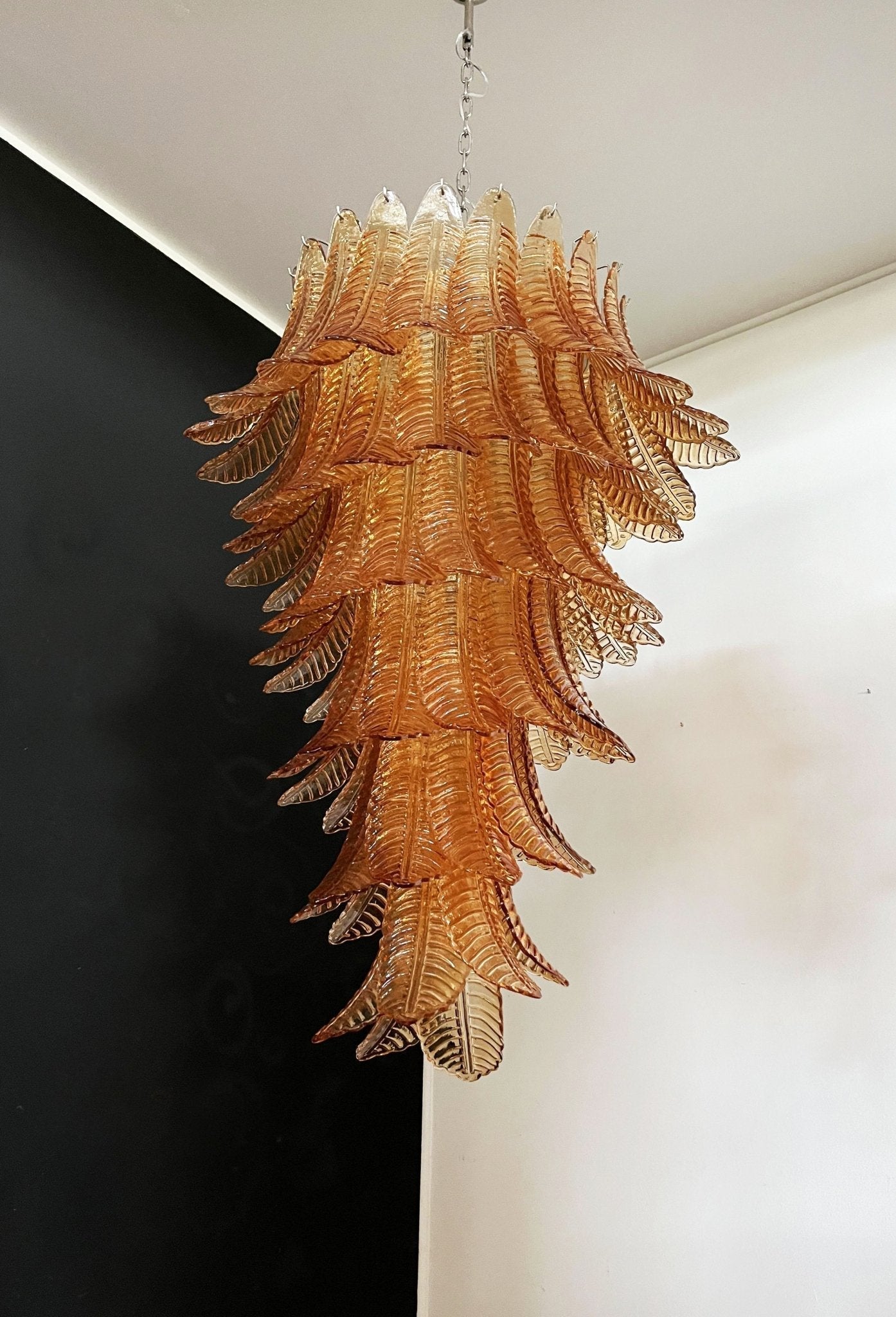 Aurora Chandelier Amber Glass Leaf Layered Statement Artistic - Neutralighting