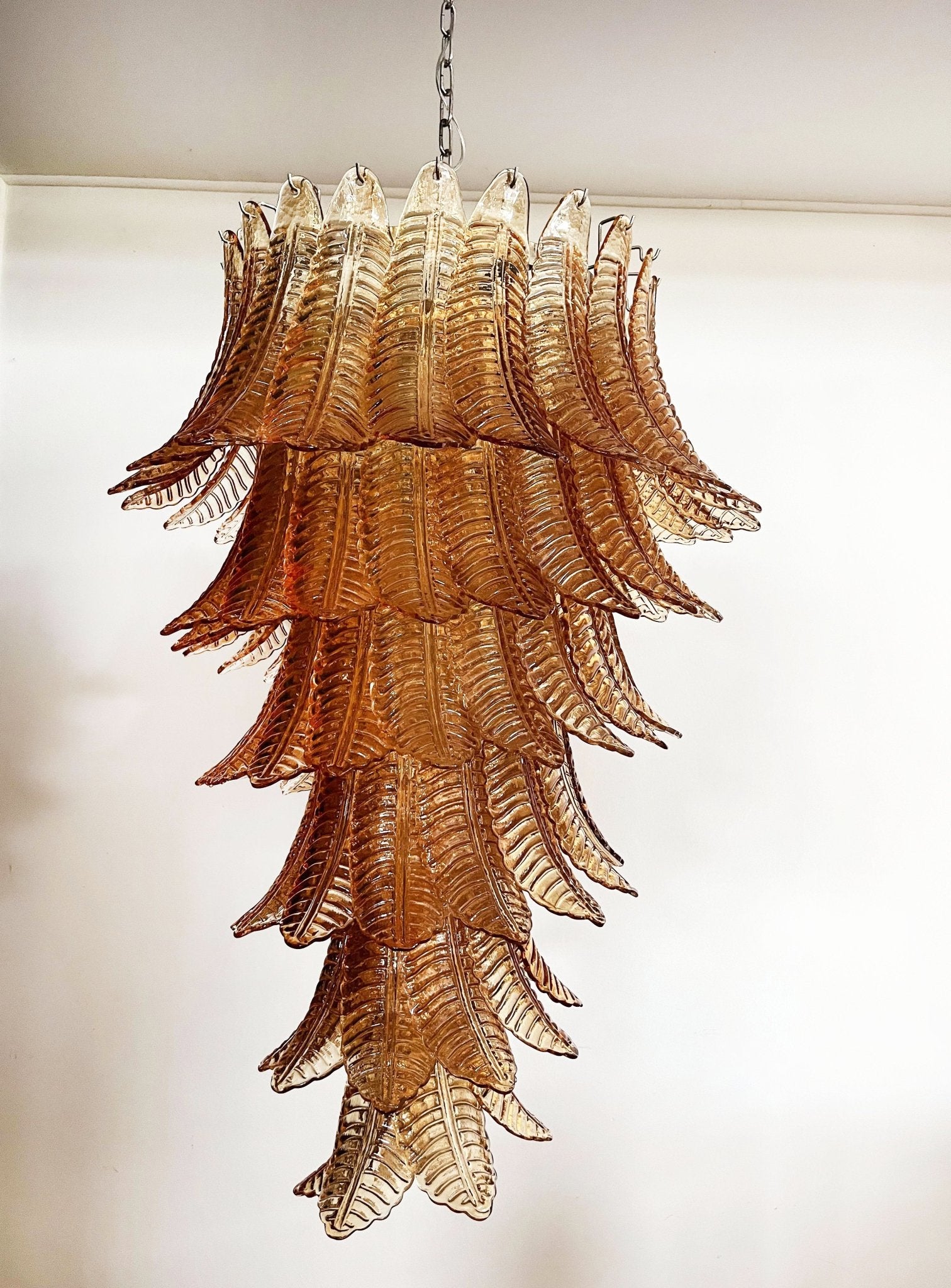 Aurora Chandelier Amber Glass Leaf Layered Statement Artistic - Neutralighting
