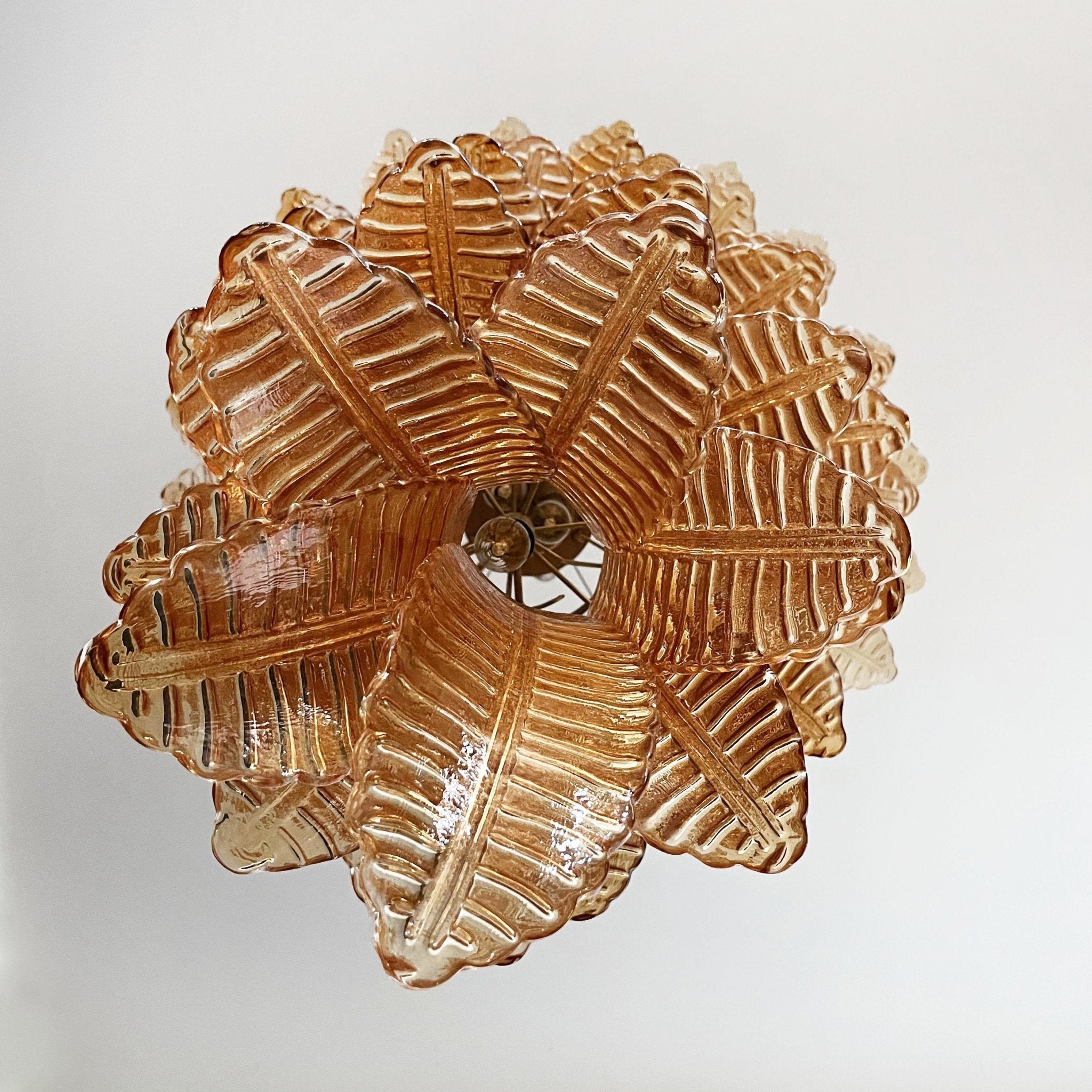 Aurora Chandelier Amber Glass Leaf Layered Statement Artistic - Neutralighting
