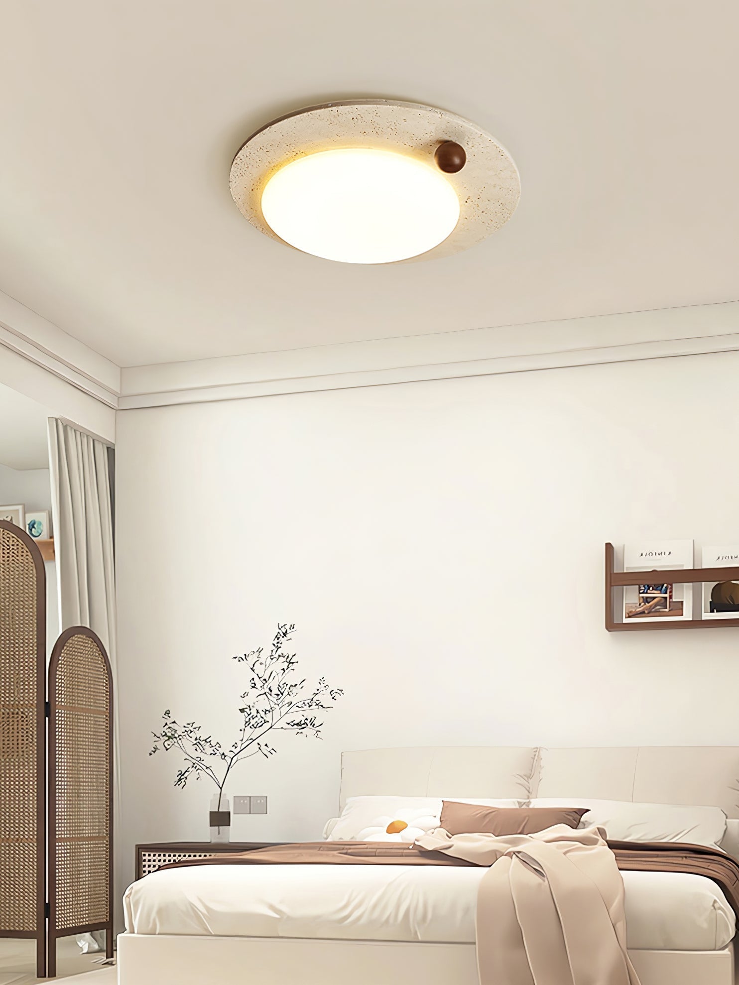 Circular Travertine Ceiling Light - Neutralighting