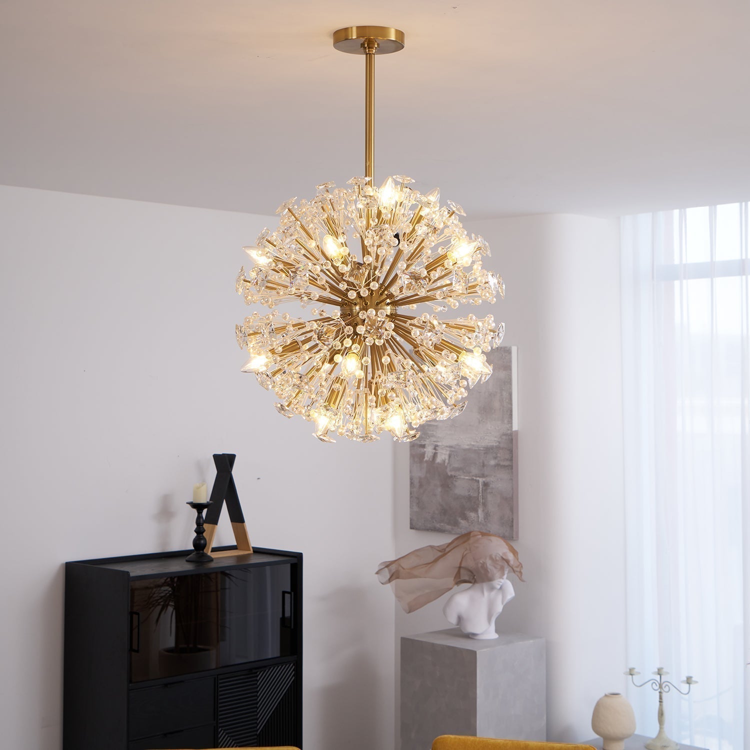 Aurora Chandelier Dickinson Gold Crystal Starburst - Neutralighting