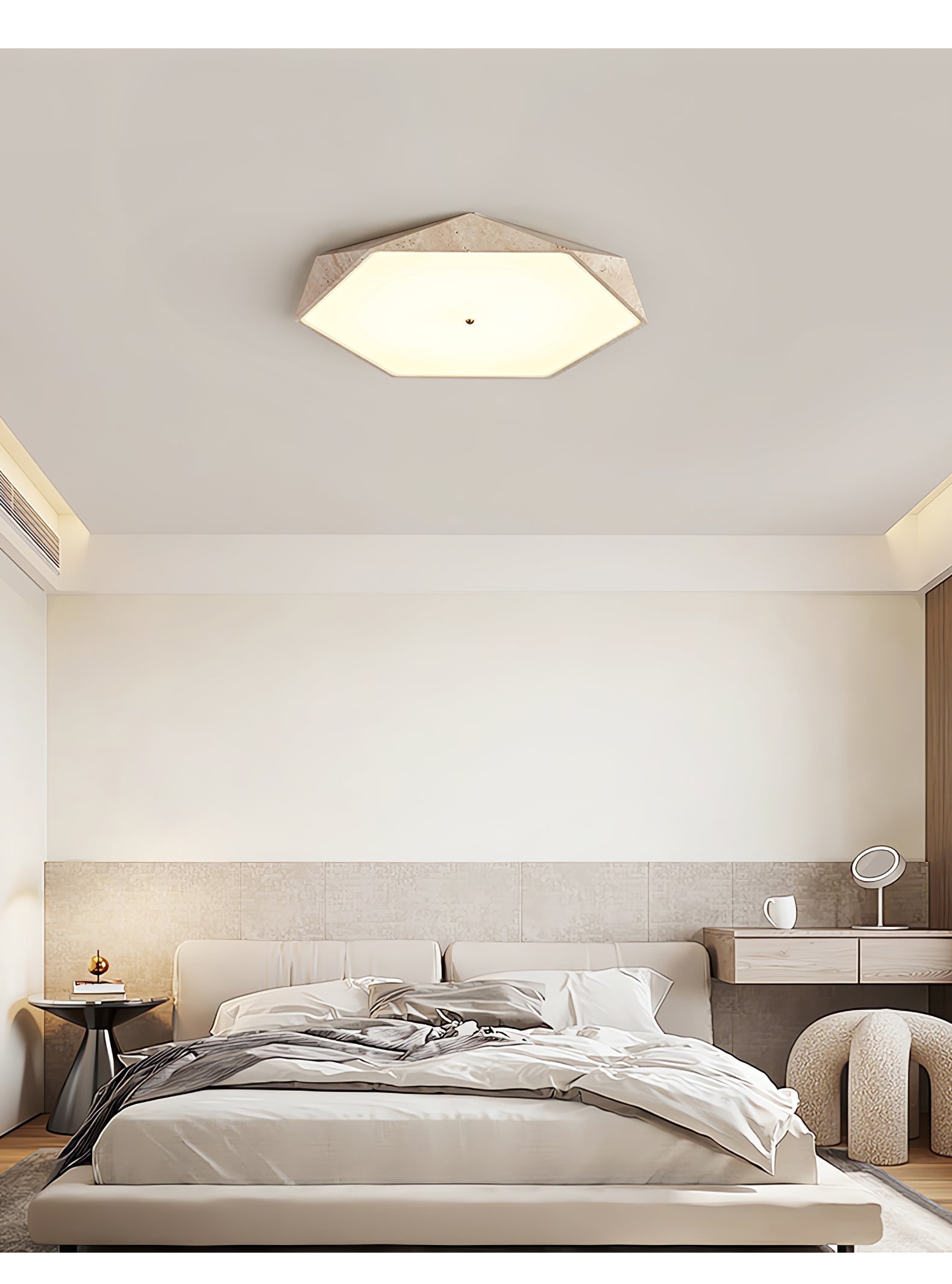 Hexagonal Travertine Ceiling Light - Neutralighting
