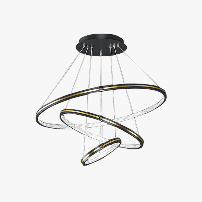 Arisha Pendelleuchte, Kreise,LED, Metall, Esszimmer, Schwarz/Gold