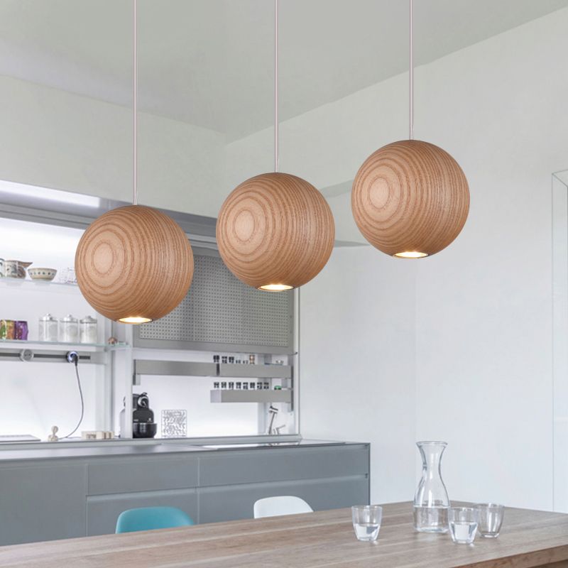 Muto Pendelleuchte Kugel Braun Wohn/Schlaf/Esszimmer Holz Cluster 1/7/10/16-flammig