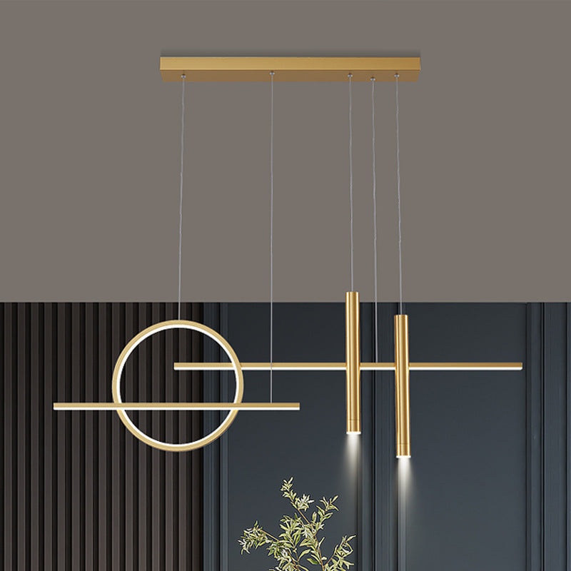 Arisha Modern Pendelleuchte Ring Linear Esszimmer, Schwarz/Gold, Metall-Letslighting