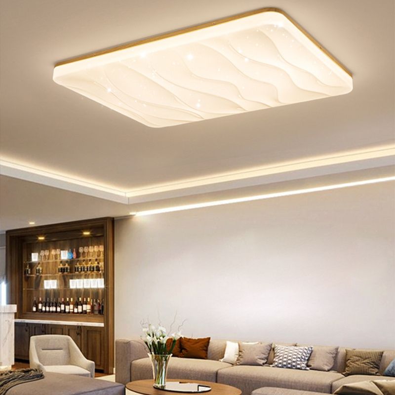 Muto Minimalistisch Geometrische LED Deckenleuchte Weiß Schlafzimmer Holz Acryl 3 Stile