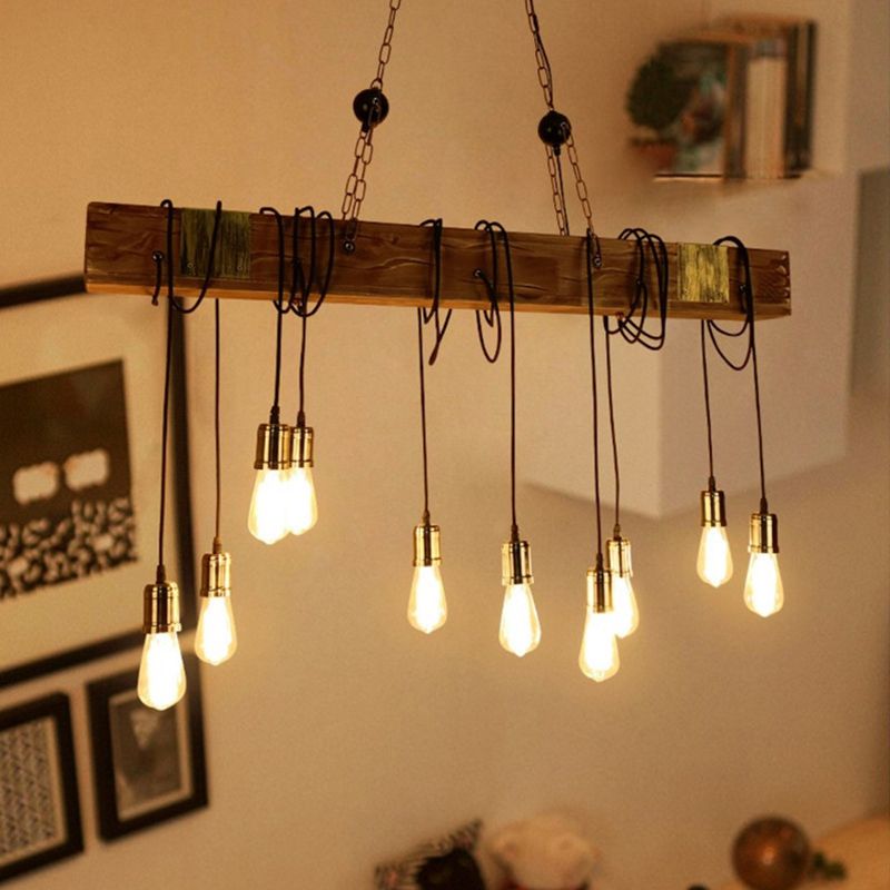 Silva Retro Pendelleuchte Holz Wohn/Schlaf/Esszimmer Esstisch