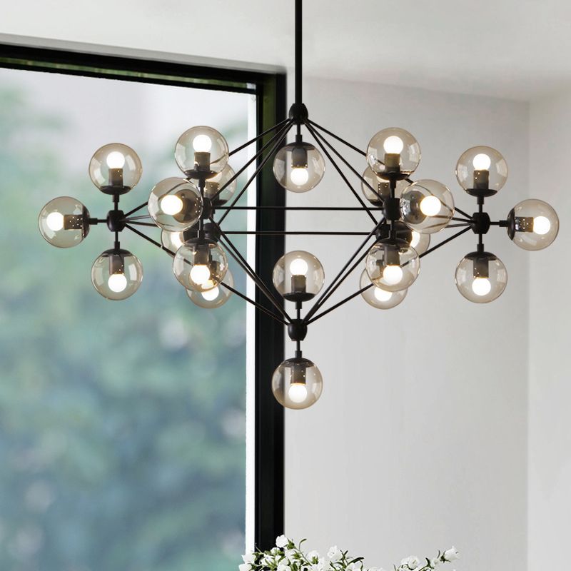 Valentina Linear Design LED Kronleuchter Schwarz Wohn/Schlaf/Esszimmer Metall&Glas 4/10/15/21-flammig