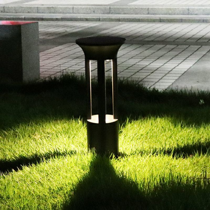 Ray Modern Stehend LED Außenleuchte Zylindrisch Solarenergie Schwarz Garten Metall