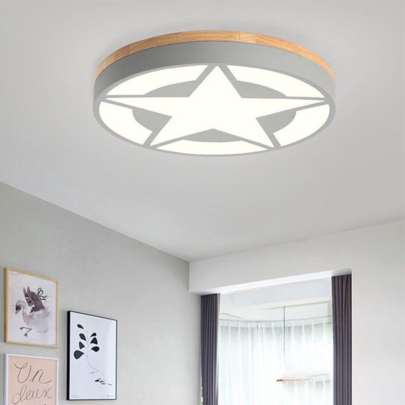 Arisha Modern Stern LED Deckenleuchte Weiß/Grün/Grau Wohn/Schlafzimmer Metall&Holz ∅46CM