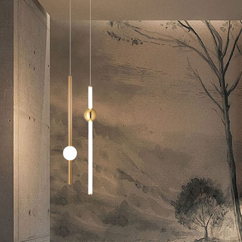 Arisha Modern LED Pendelleuchte Weiß/Gold Wohn/Schlafzimmer Metall&Glas 60CM Lang