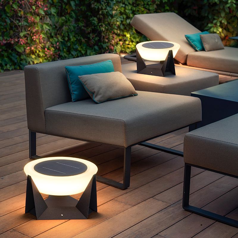 Ray Design Rund LED Außenleuchte Schwarz/Weiß Garten/Terrasse/Flur Metall&Acryl Solar