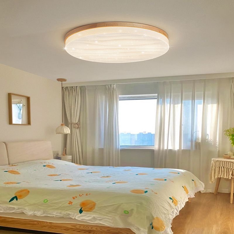 Muto Minimalistisch Geometrische LED Deckenleuchte Weiß Schlafzimmer Holz Acryl 3 Stile