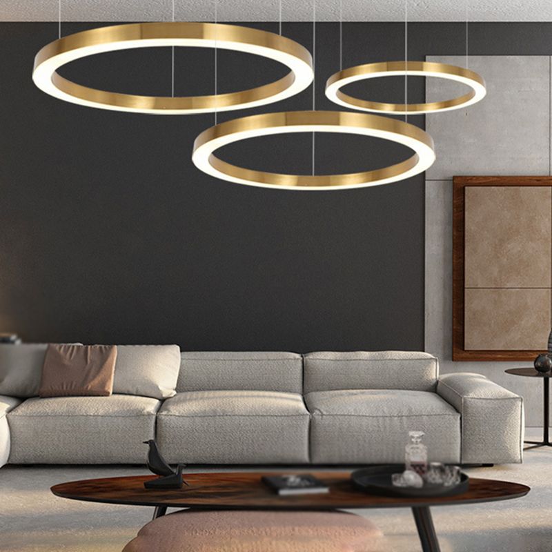 Arisha Modern Pendelleuchte Ring Wohnzimmer Schlafzimmer, Gold, Metall Acryl