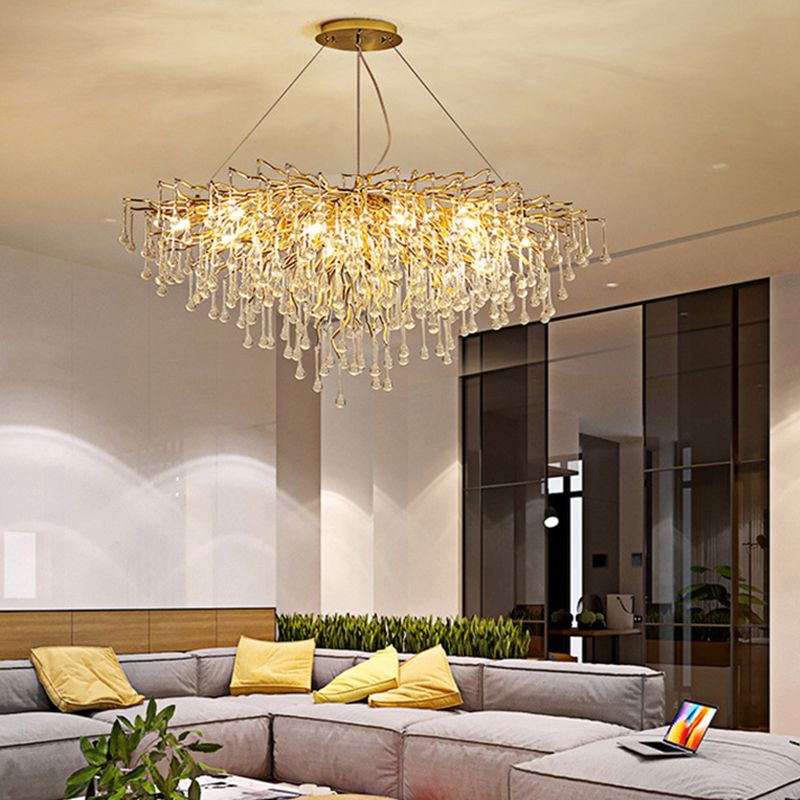 Arisha Design LED Kronleuchter Quastenförmige Gold Wohn/Schlaf/Esszimmer Metall&Kristall ∅60CM/80CM/100CM