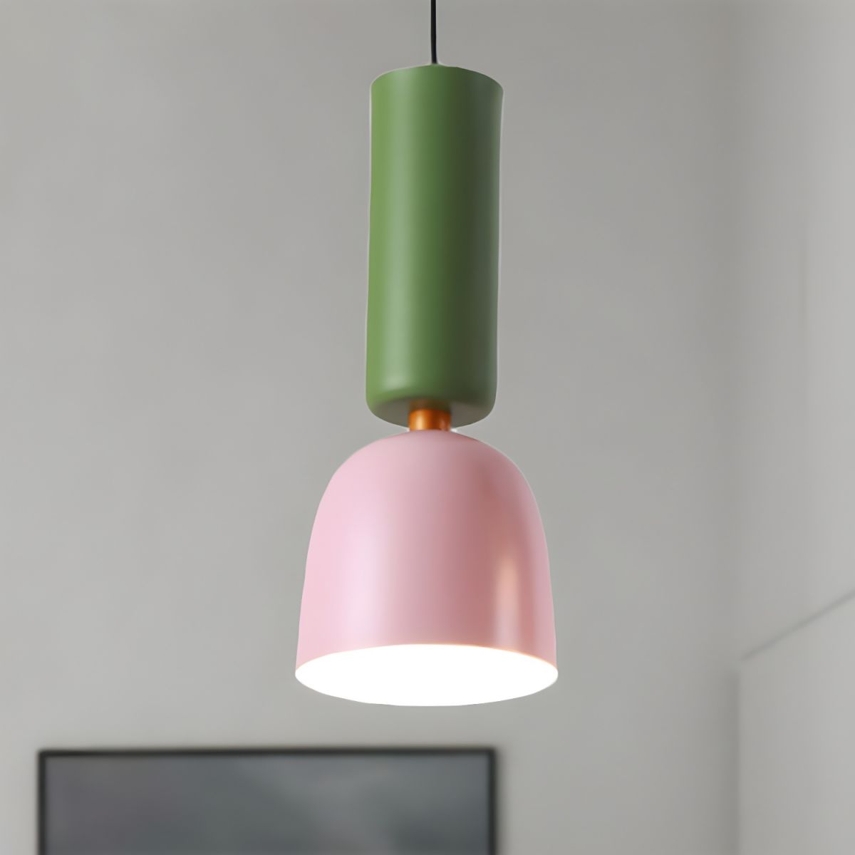 Valentina Moderne Kuppel-Art-Deco-Pendelleuchte, Schwarz/Gelb/Rosa/Grau