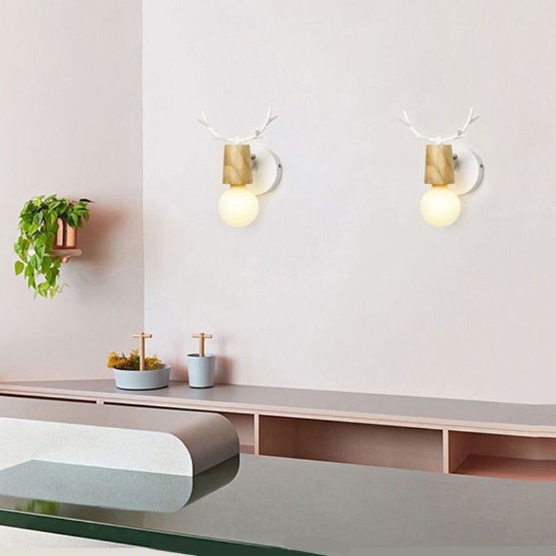 Muto Modern Antler LED Wandleuchte Schwarz Weiß Schlafzimmer/Badezimmer Metall Holz Glas