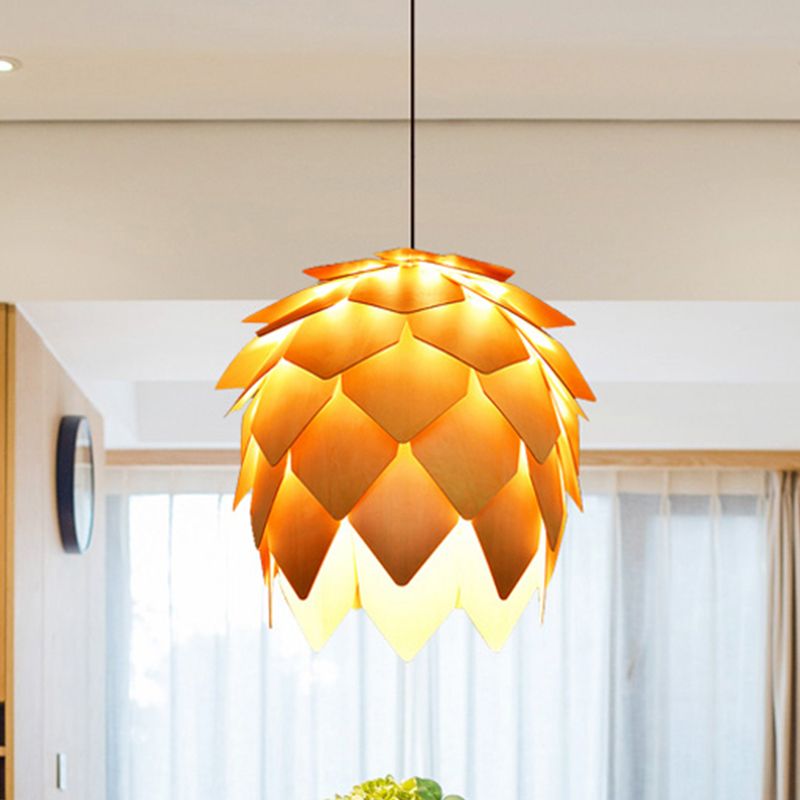 Muto Design LED Pendelleuchte Kiefernzapfen Gold Ess/Schlaf/Wohnzimmer Holz
