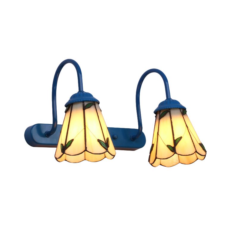 Arisha Vintage Blume LED Wandleuchte Schwarz/Weiß/Blau Schlafzimmer/Flur Metall/Glas
