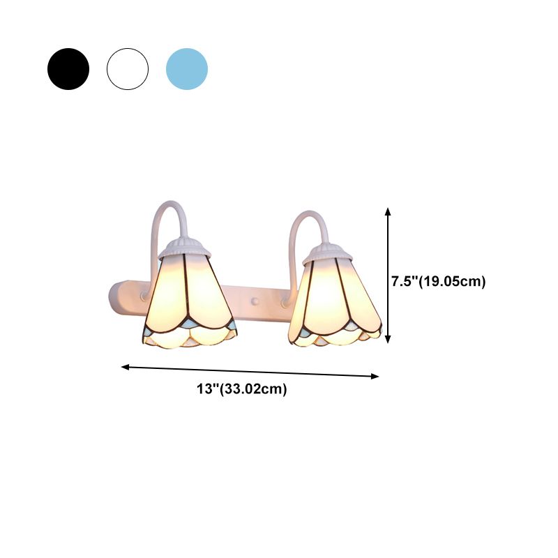 Arisha Vintage Blume LED Wandleuchte Schwarz/Weiß/Blau Schlafzimmer/Flur Metall/Glas