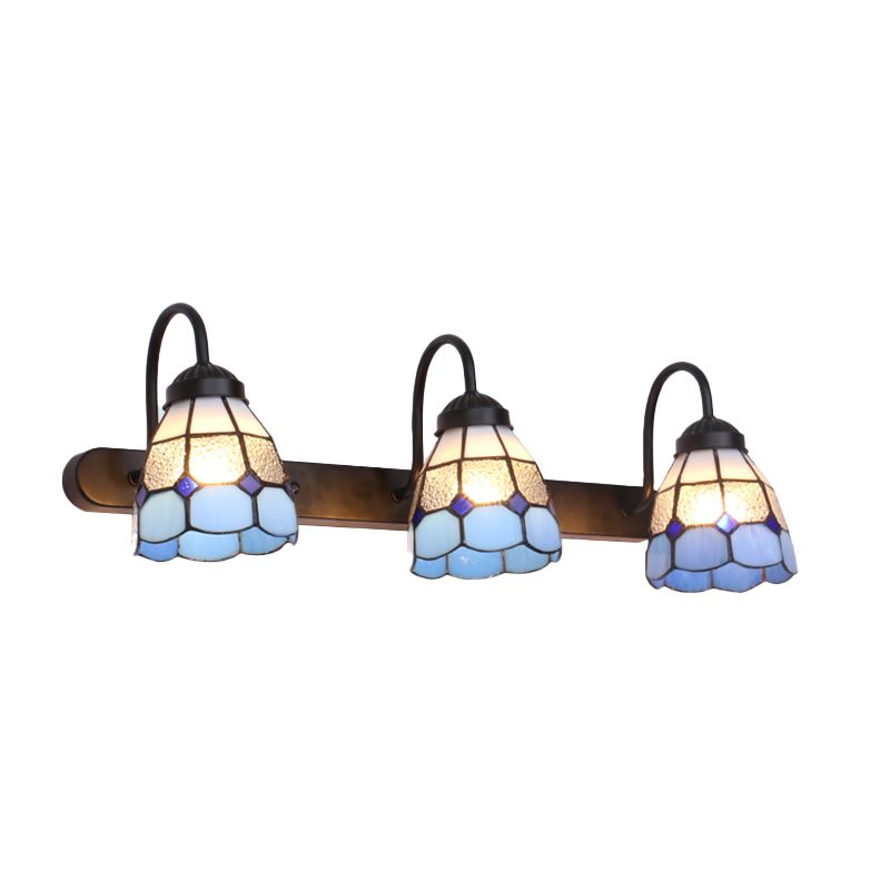 Arisha Vintage Blume LED Wandleuchte Schwarz/Weiß/Blau Schlafzimmer/Flur Metall/Glas