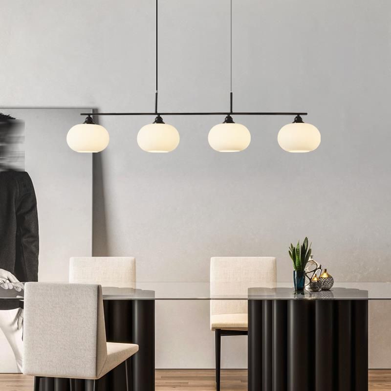 Valentina Modern LED Pendelleuchte Schwarz/Gold Esszimmer Esstisch Metall&Glas 3/4-Flammig 100CM/135CM Lang