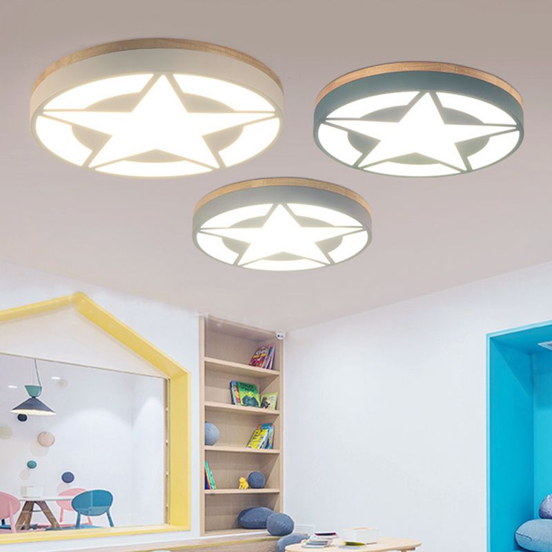 Arisha Modern Stern LED Deckenleuchte Weiß/Grün/Grau Wohn/Schlafzimmer Metall&Holz ∅46CM