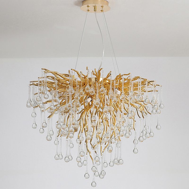 Arisha Design LED Kronleuchter Quastenförmige Gold Wohn/Schlaf/Esszimmer Metall&Kristall ∅60CM/80CM/100CM