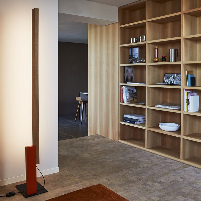 Arisha Minimalist Stehleuchte Linear, 4 Farben, Wohnzimmer, Holz Metall