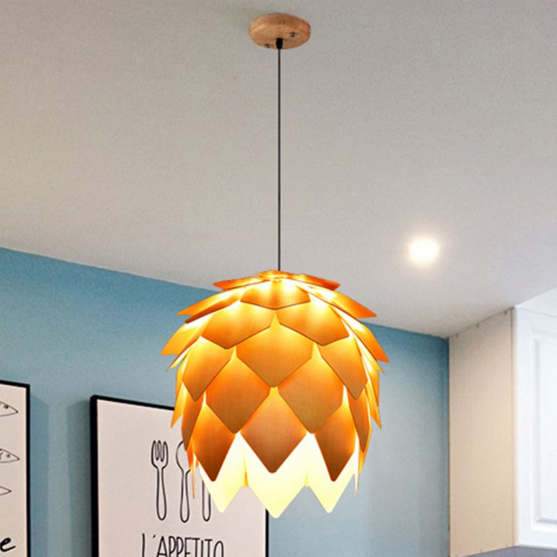 Muto Design LED Pendelleuchte Kiefernzapfen Gold Ess/Schlaf/Wohnzimmer Holz
